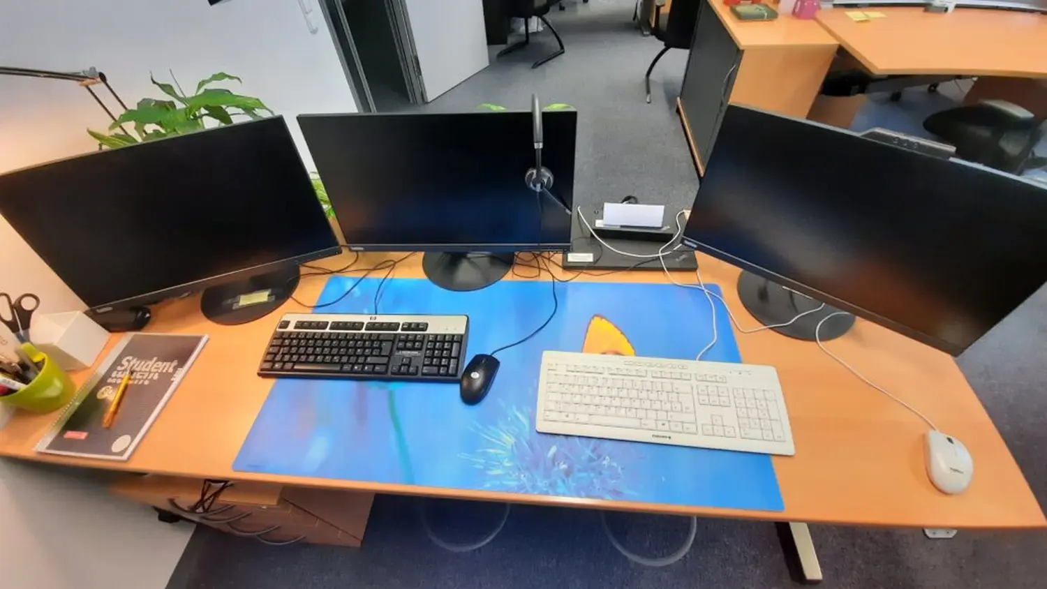 Schreibtischunterlagen, blaue Blume Schreibtischunterlage